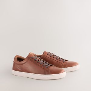 MUCHU8635 Tan Brown Leather Trainers