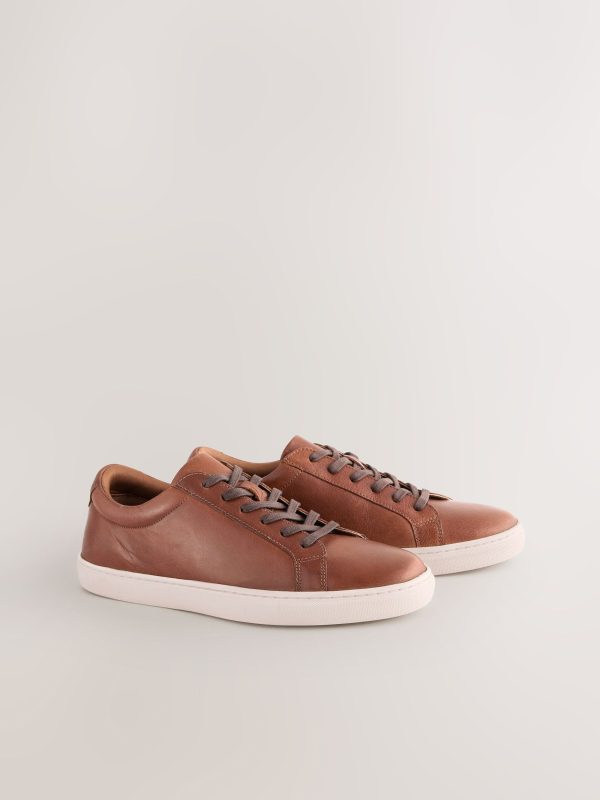 MUCHU8635 Tan Brown Leather Trainers
