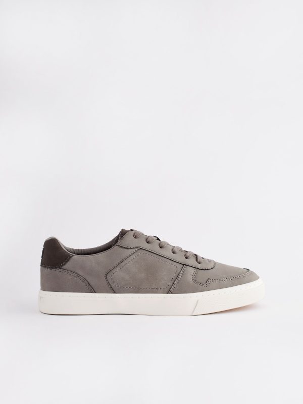 MUCHU8634 Grey Lace-Up Low Trainers - Image 2