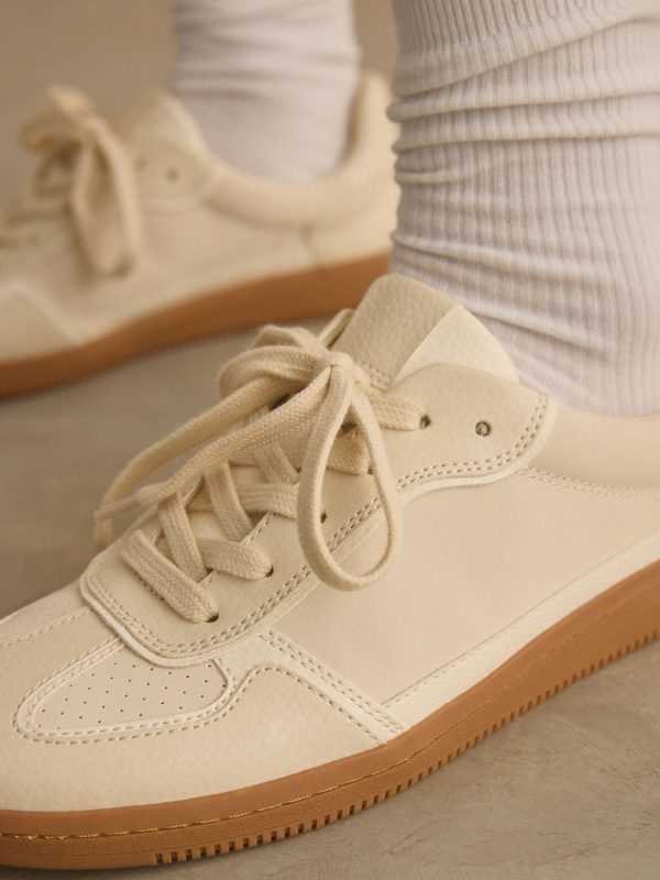 MUCHU8649 Natural Lace-Up Trainers - Image 6