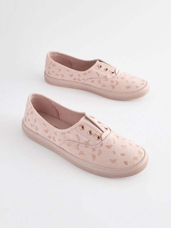 MUCHU8650 Print Embroidered Laceless Canvas Slip-On Trainers - Image 3