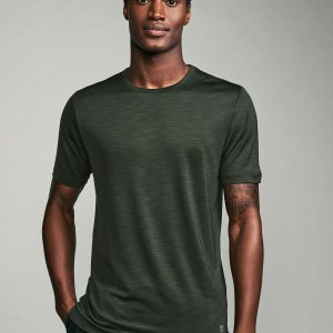 MUCHU8674 Khaki Green/Slate Grey Active Gym Training T-Shirt