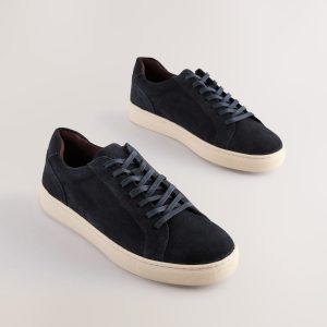 MUCHU8641 Navy Leather Trainers