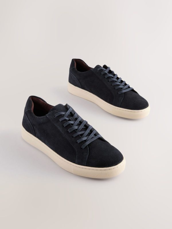 MUCHU8641 Navy Leather Trainers