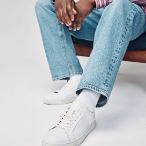 MUCHU8643 White Leather Trainers