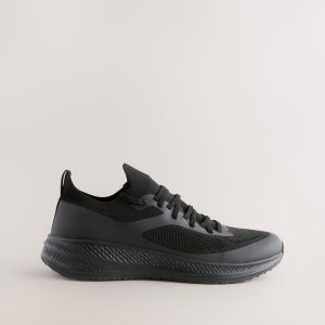 MUCHU8639 Black Knitted Trainers