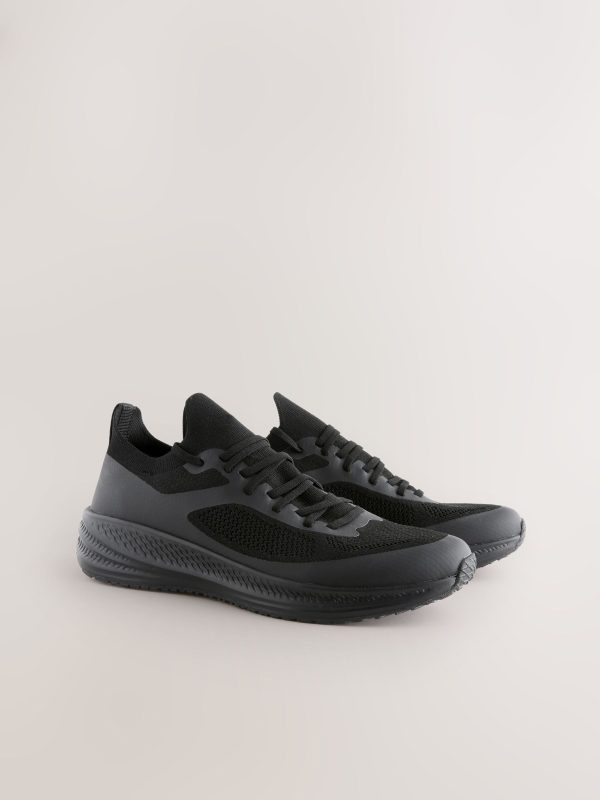 MUCHU8639 Black Knitted Trainers - Image 2