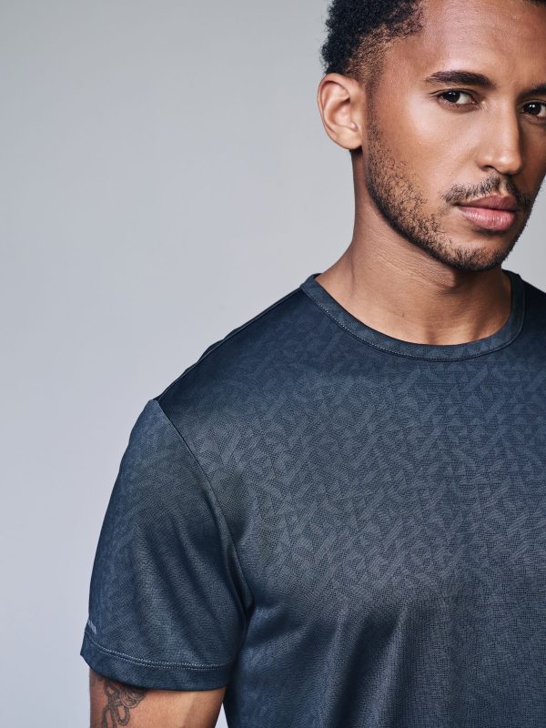 MUCHU8678 Slate Grey Active Jacquard T-Shirt