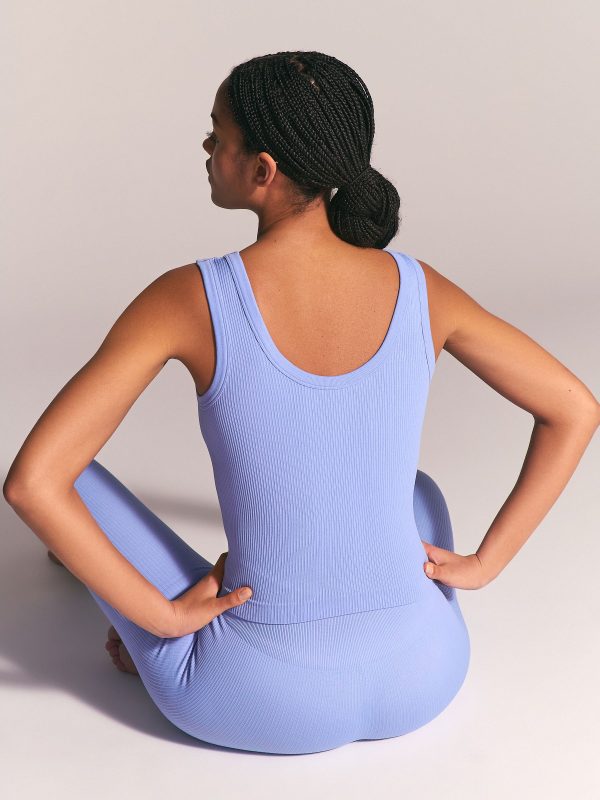 MUCHU8666 Blue Ribbed Seamless Vest Top - Image 3