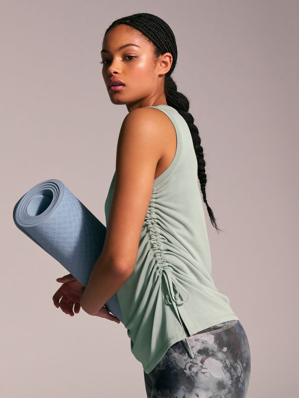 MUCHU8672 Green Active Lightweight Modal Ruched Side Tank Vest - Image 2