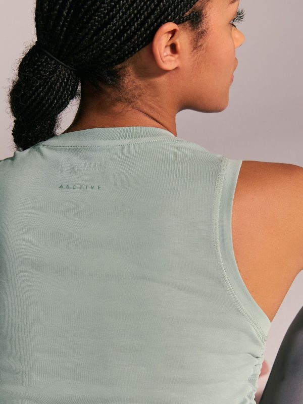 MUCHU8672 Green Active Lightweight Modal Ruched Side Tank Vest - Image 5