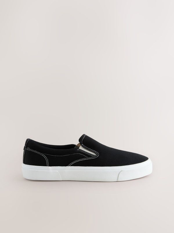 MUCHU8645 Black Slip On Canvas Shoes