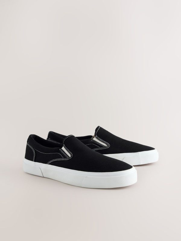 MUCHU8645 Black Slip On Canvas Shoes - Image 2