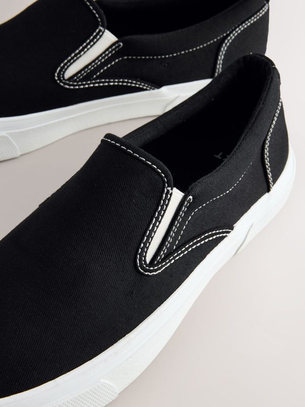 MUCHU8645 Black Slip On Canvas Shoes - Image 3