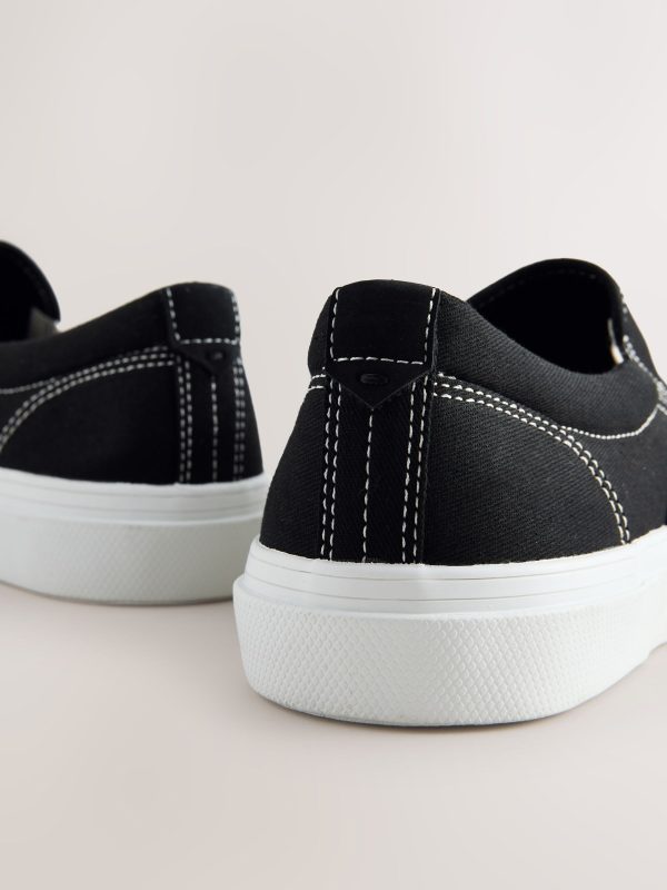 MUCHU8645 Black Slip On Canvas Shoes - Image 4