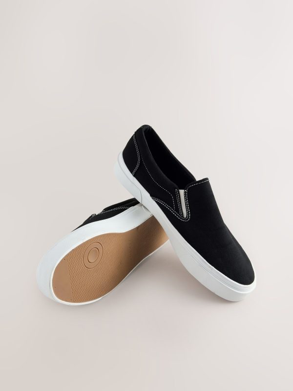 MUCHU8645 Black Slip On Canvas Shoes - Image 5