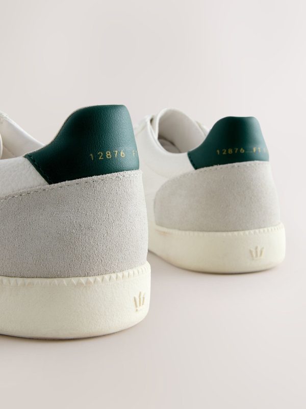 MUCHU8632 White Smart Casual Lace-Up Trainers with Suede Trim - Image 6