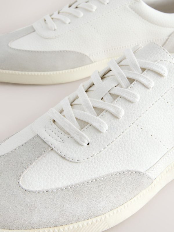 MUCHU8632 White Smart Casual Lace-Up Trainers with Suede Trim - Image 7