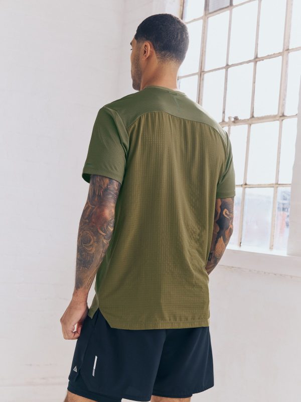 MUCHU8677 Khaki Green Active T-Shirt with Contrast Back Panel - Image 3