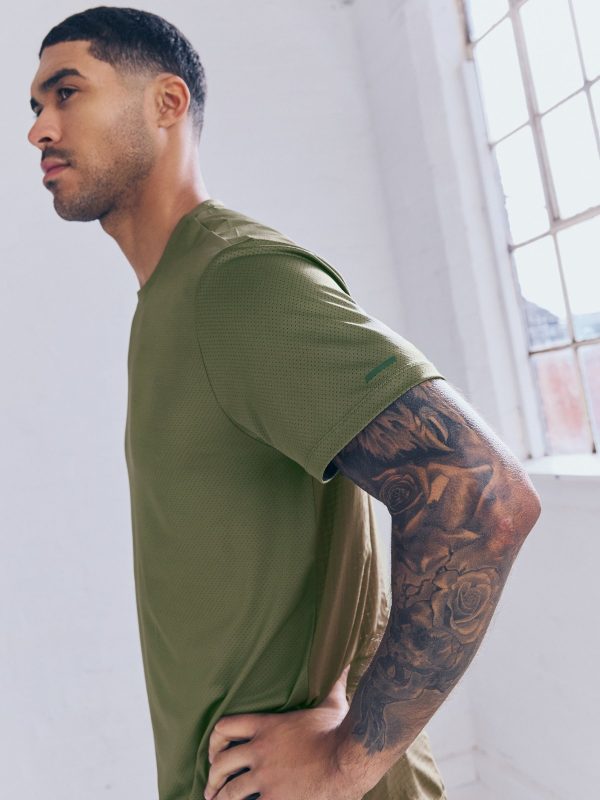 MUCHU8677 Khaki Green Active T-Shirt with Contrast Back Panel - Image 7