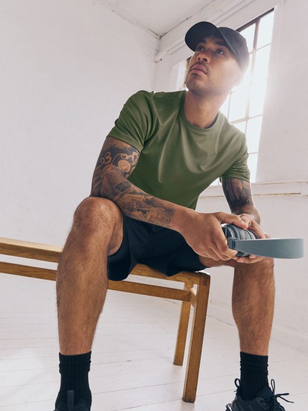 MUCHU8677 Khaki Green Active T-Shirt with Contrast Back Panel - Image 8