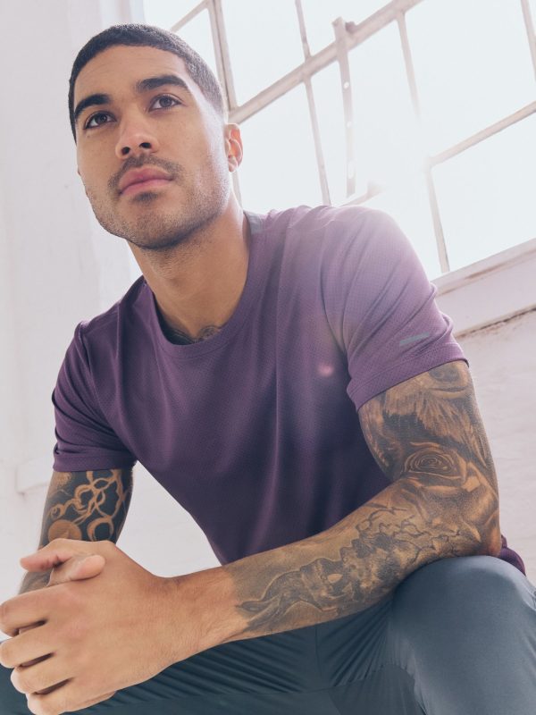 MUCHU8680 Purple Active T-Shirt with Contrast Back Panel - Image 2
