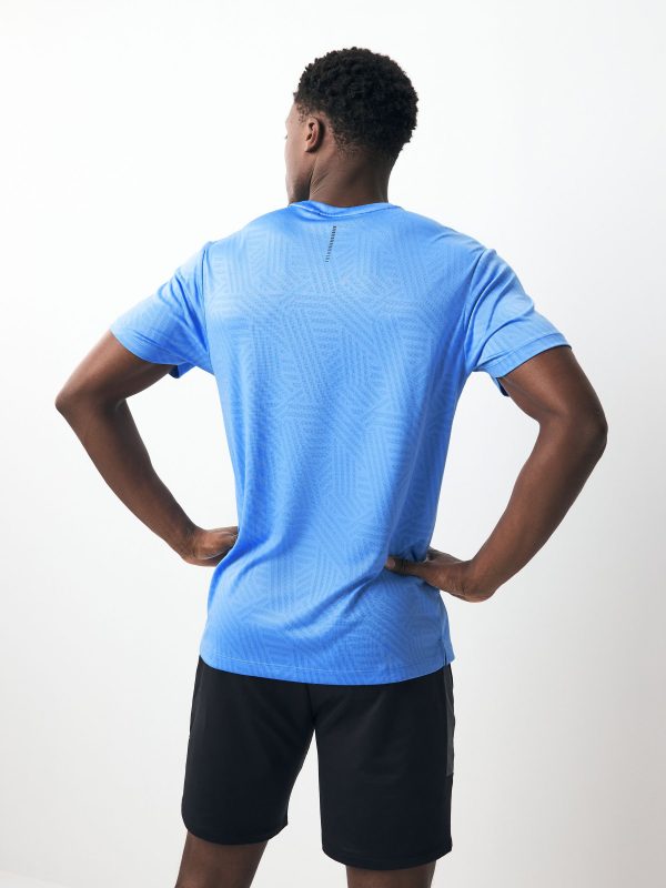 MUCHU8676 Blue Active Jacquard T-Shirt - Image 2
