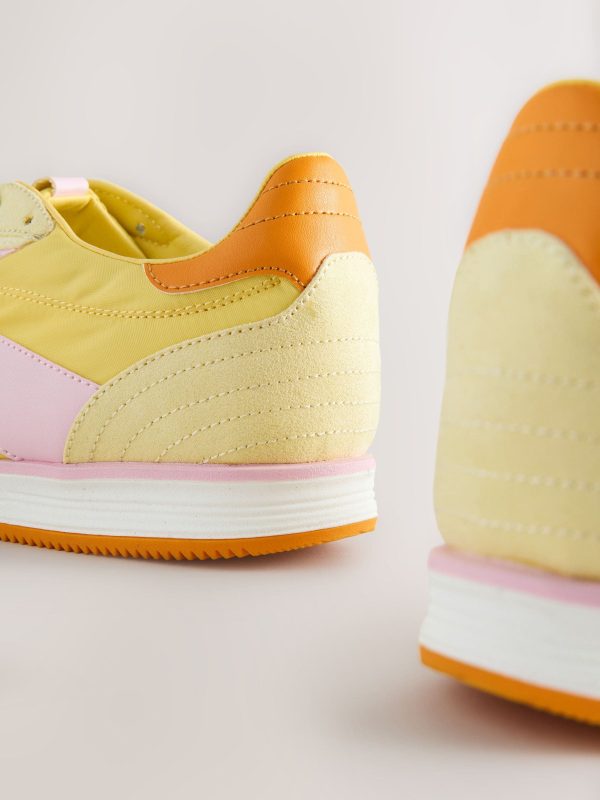 MUCHU8652 Yellow Panel Detail Lace-Up Trainers - Image 8