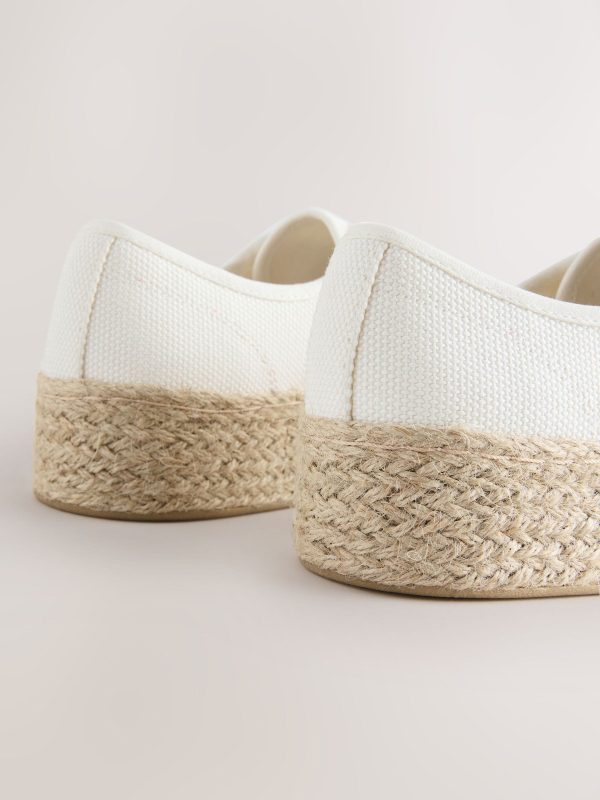 MUCHU8659 White Round Toe Flatform Chunky Lace Up Espadrilles - Image 4