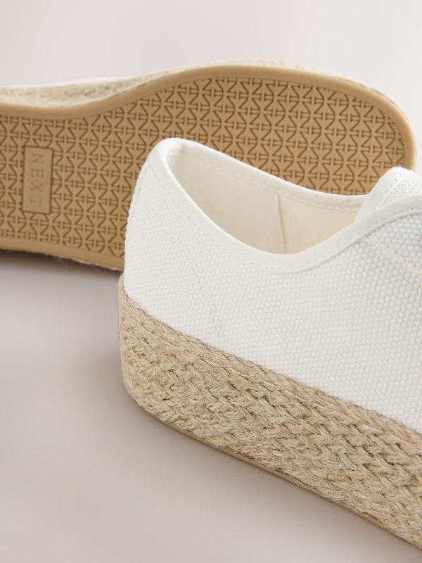 MUCHU8659 White Round Toe Flatform Chunky Lace Up Espadrilles - Image 5