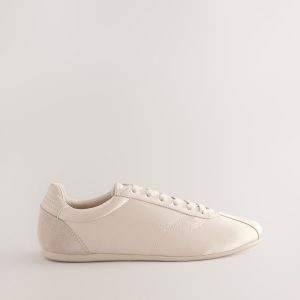 MUCHU8647 Oyster Satin Lace Up Trainers