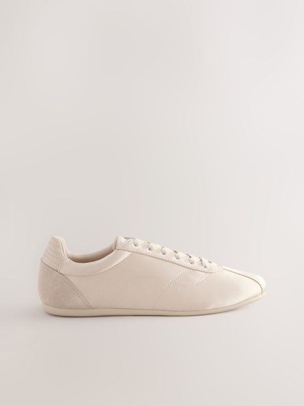 MUCHU8647 Oyster Satin Lace Up Trainers