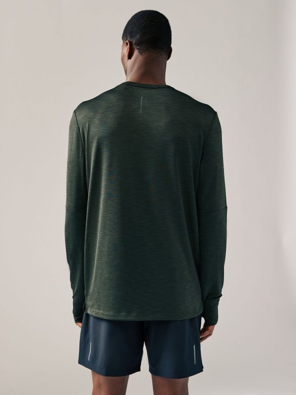 MUCHU8679 Khaki Green Active Mesh Long Sleeve Training Top - Image 2