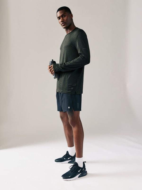 MUCHU8679 Khaki Green Active Mesh Long Sleeve Training Top - Image 3