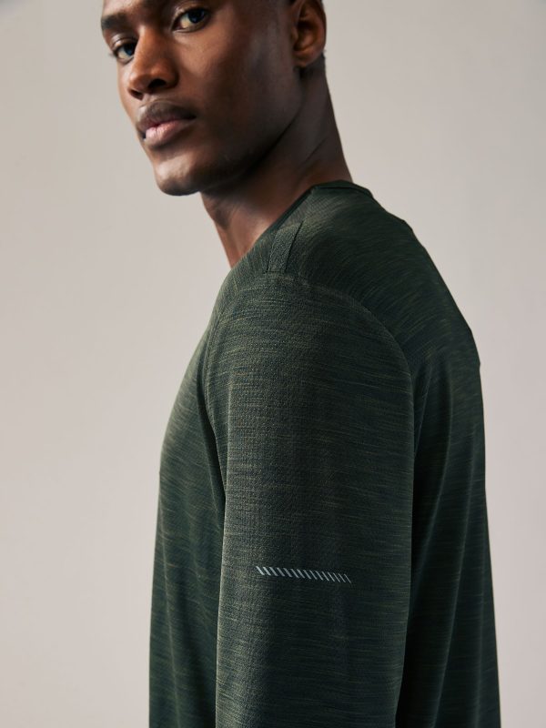 MUCHU8679 Khaki Green Active Mesh Long Sleeve Training Top - Image 5