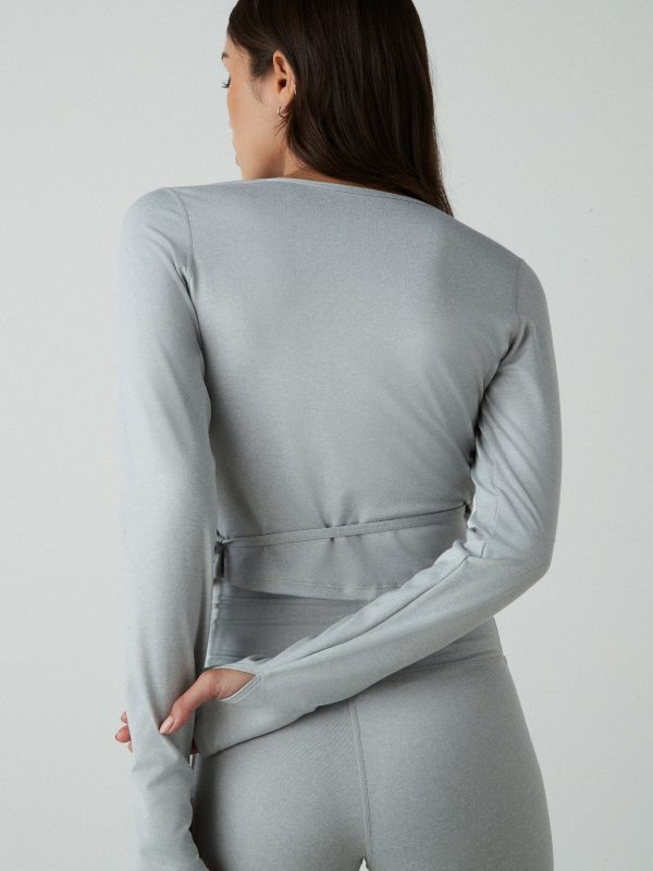 MUCHU8663 Grey Yoga Wrap Top - Image 3