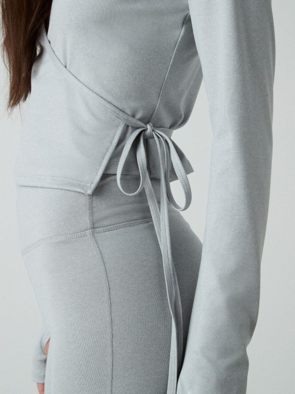 MUCHU8663 Grey Yoga Wrap Top - Image 5
