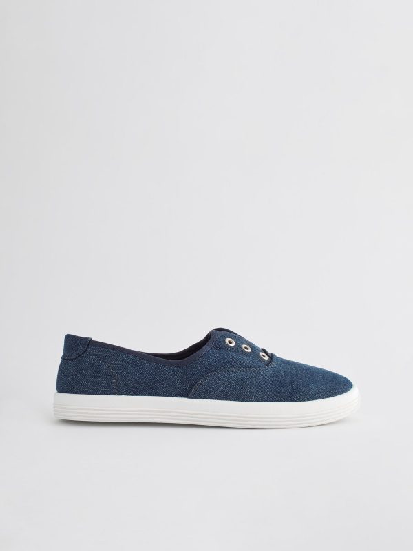 MUCHU8654 Denim Embroidered Laceless Canvas Slip-On Trainers - Image 4