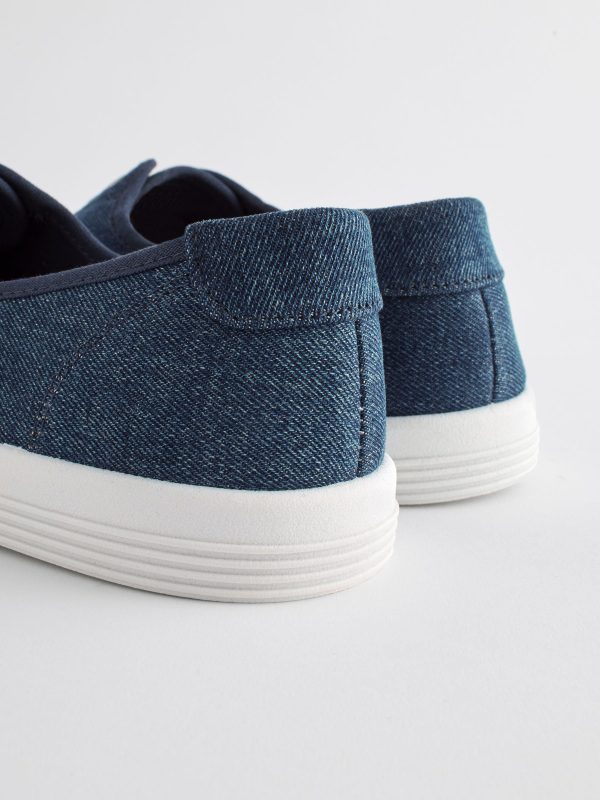 MUCHU8654 Denim Embroidered Laceless Canvas Slip-On Trainers - Image 5