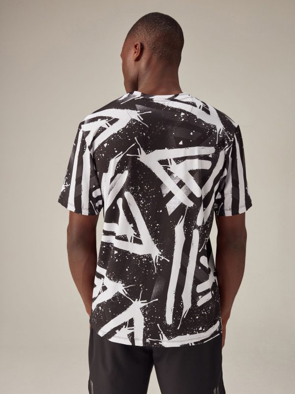MUCHU8681 Black/White Active Gym Printed Training T-Shirt - Image 3