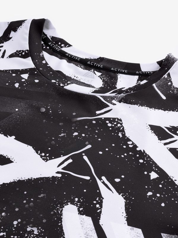 MUCHU8681 Black/White Active Gym Printed Training T-Shirt - Image 8
