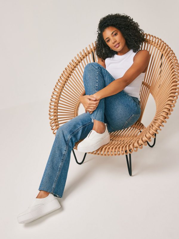 MUCHU8648 White Slip On Signature Leather Chunky Wedge Platform Trainers - Image 4