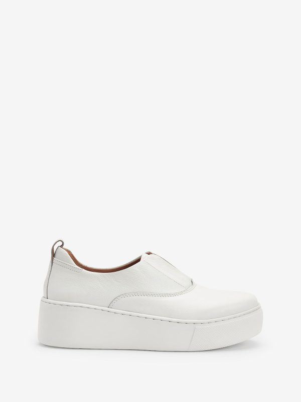 MUCHU8648 White Slip On Signature Leather Chunky Wedge Platform Trainers - Image 5