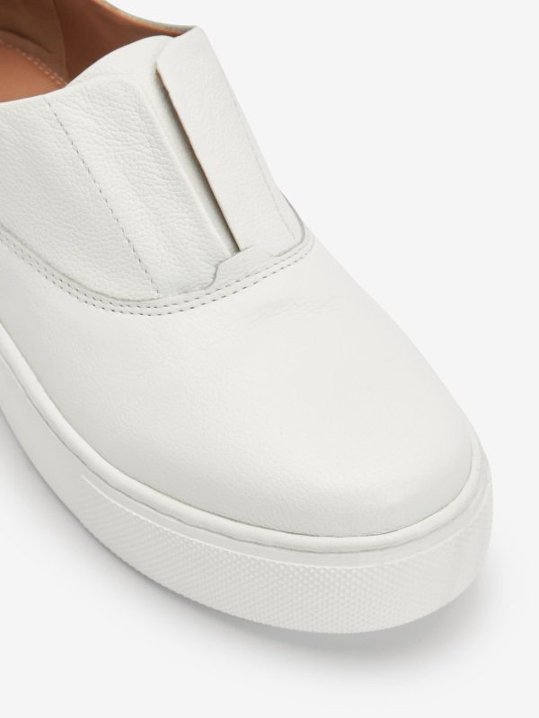 MUCHU8648 White Slip On Signature Leather Chunky Wedge Platform Trainers - Image 8